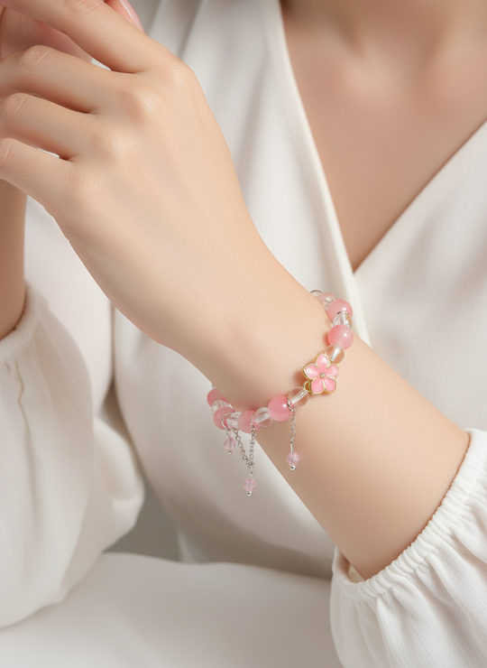 Professionele model foto roze kristallen armband
