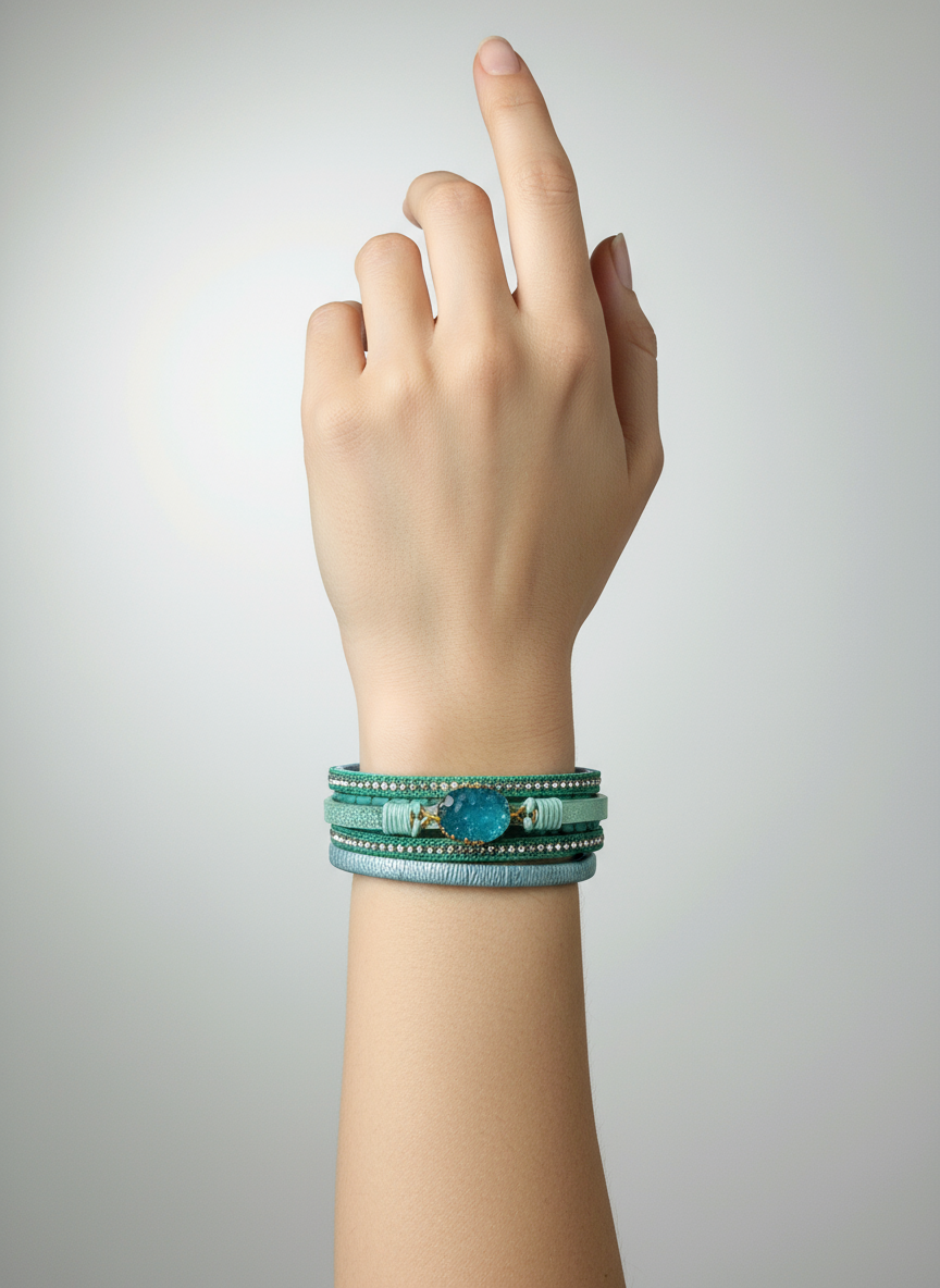 Professionele model foto turquoise armbanden set