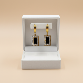 Rechthoek oorbellen met luxe doos