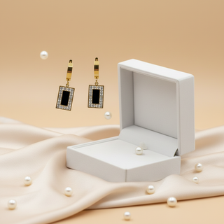 Rechthoek oorbellen met parels