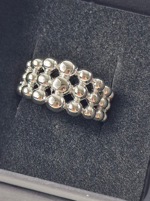 Brede Ring met Bolletjes - Roestvrij Staal - Waterproof - Zilver/Goud