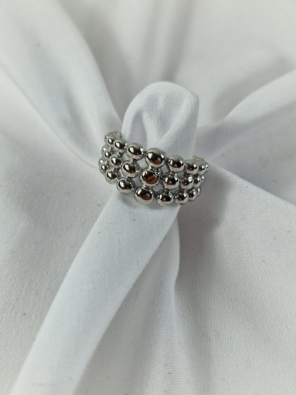 Brede Ring met Bolletjes - Roestvrij Staal - Waterproof - Zilver/Goud