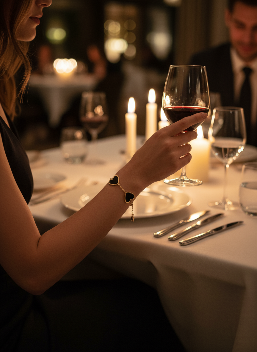 Romantisch diner met hartjes armband