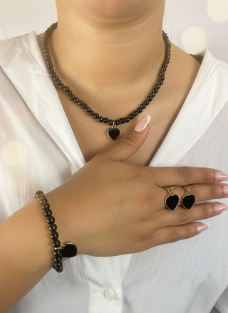Romantische foto zwarte kralen set