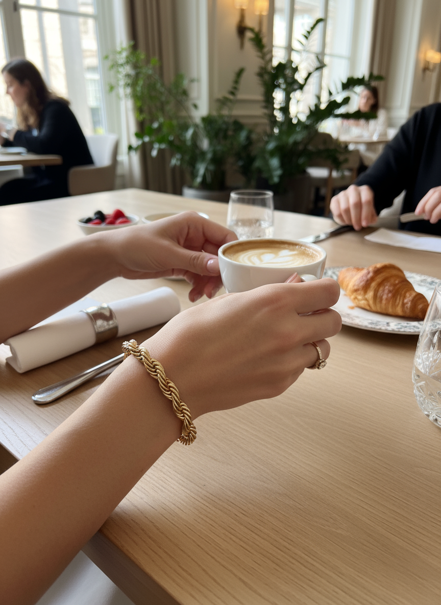 Rope armband bij luxe brunch