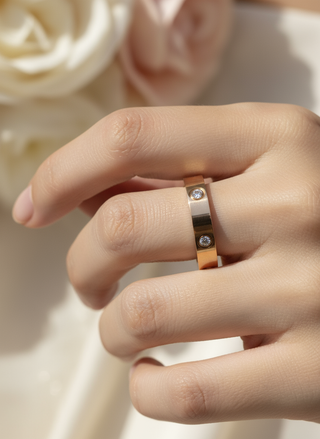 Rosé gouden ring close-up