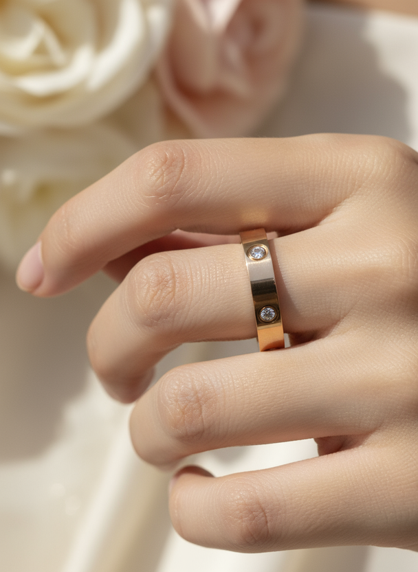 Rosé gouden ring close-up