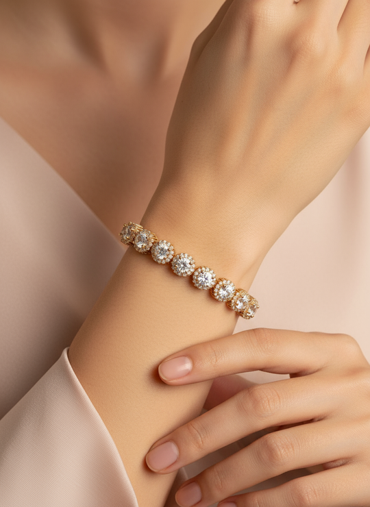 Rose en goud tennis armband