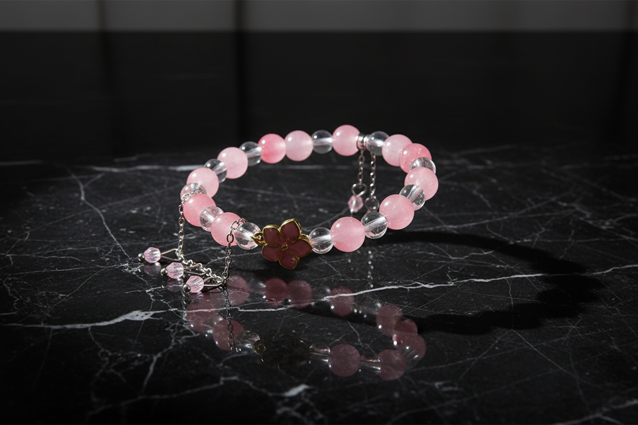 Rozenkwarts armband luxe foto 2