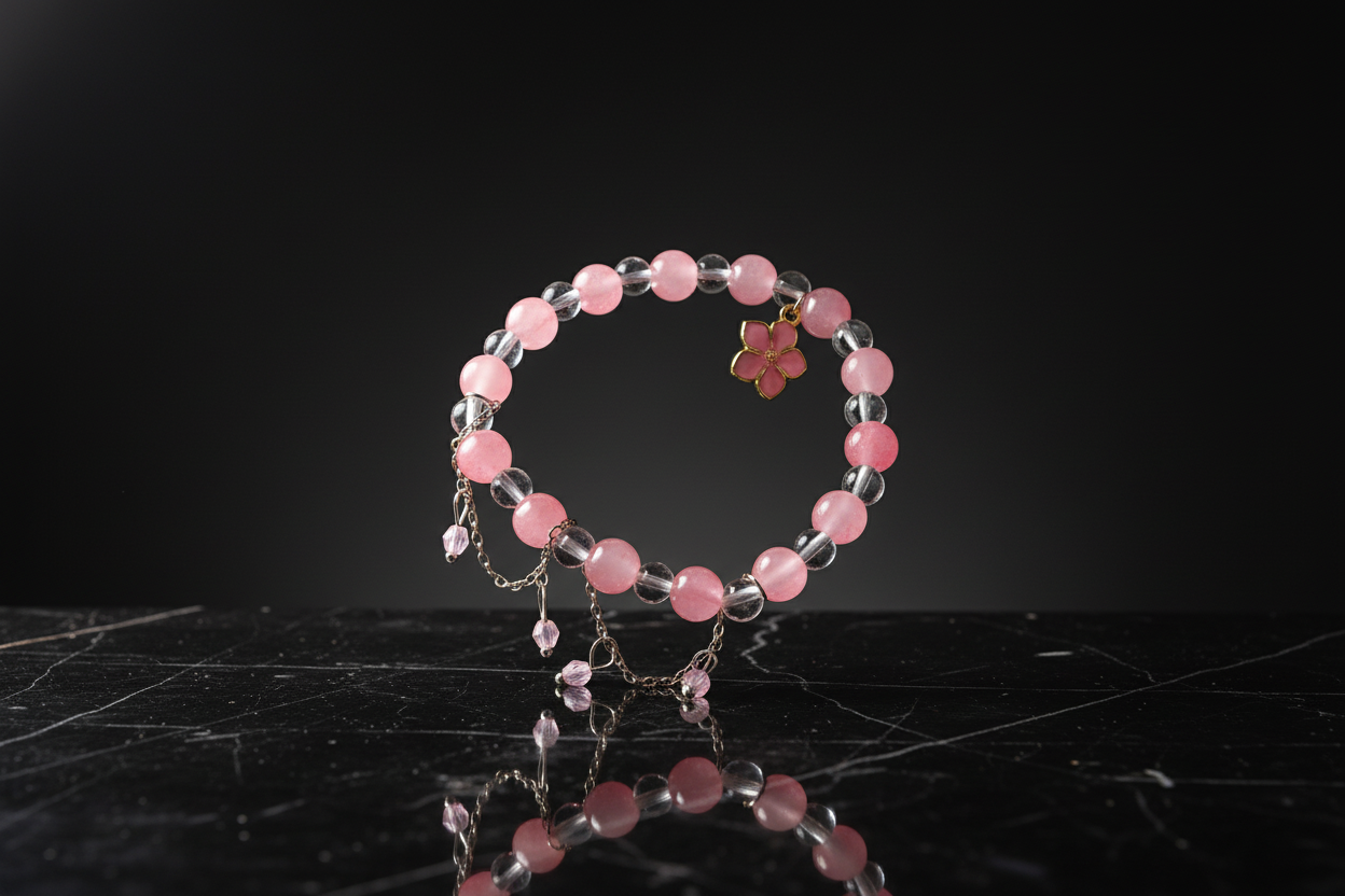 Rozenkwarts armband luxe foto 5