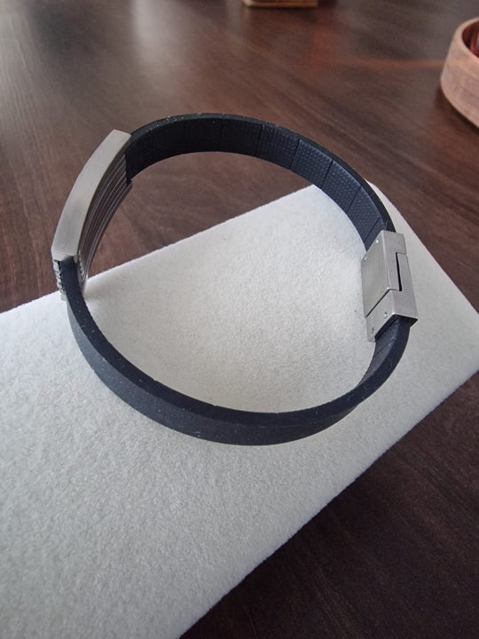 Rubber Band Heren Armband Stainless Steel