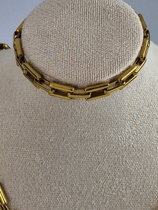 Gouden Schakel Ketting en Armband Set - 18K Gold Plated