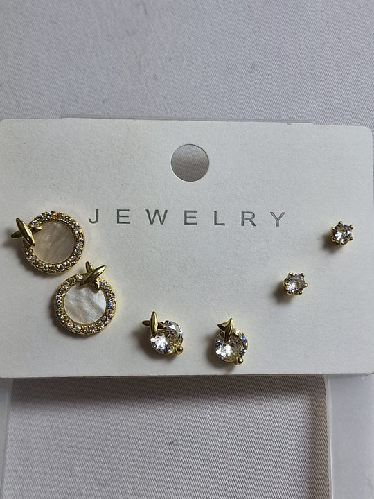 925 Zilver Oorknopjes Set - 3 Paar Goud & Zilver