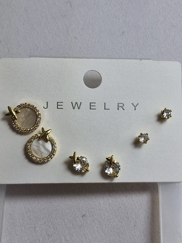 925 Zilver Oorknopjes Set - 3 Paar Goud & Zilver