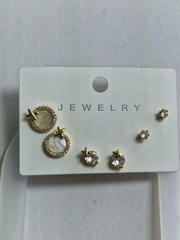 925 Zilver Oorknopjes Set - 3 Paar Goud & Zilver