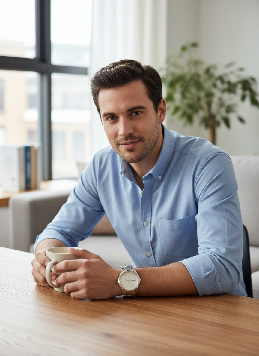 Smart casual met two-tone horloge