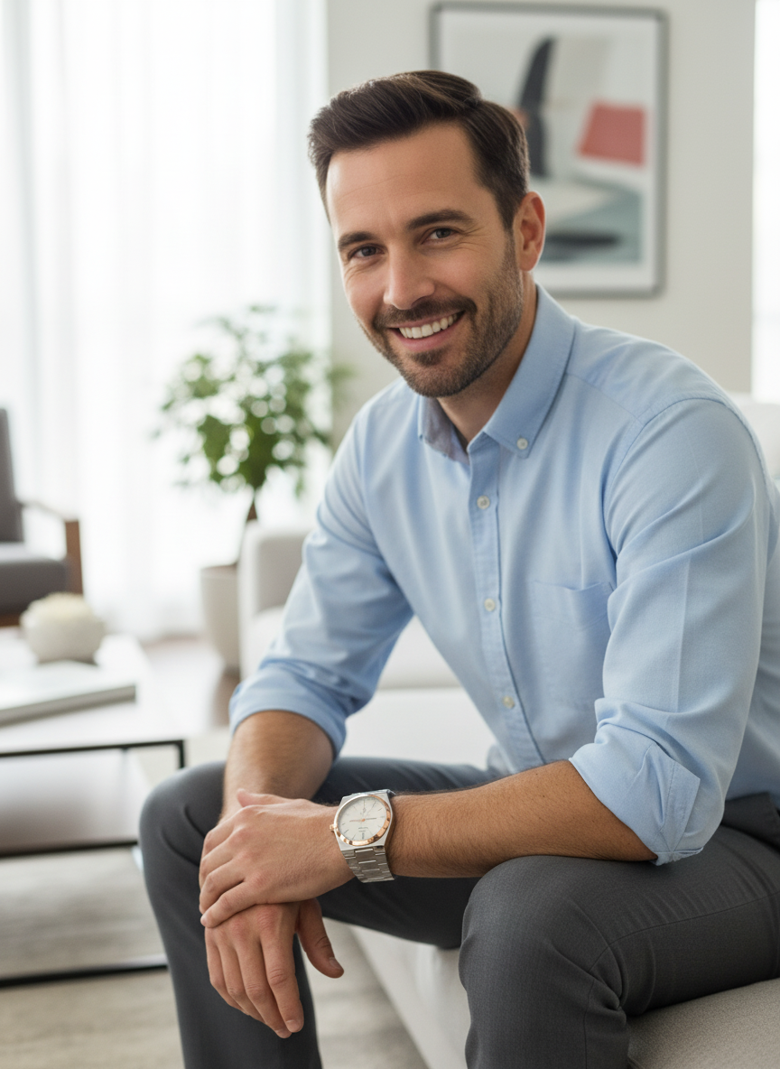 Smart casual met zilver-rosé horloge