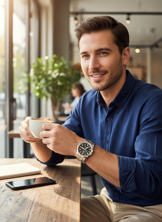 Smart casual met zwarte wijzerplaat horloge