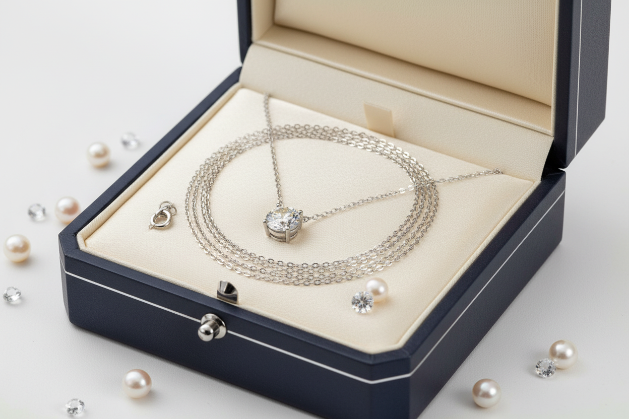 Solitaire Moissaniet Ketting in Luxe Doos