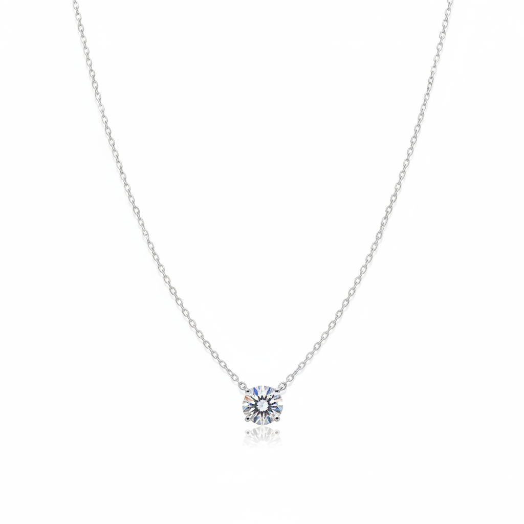 Solitaire Moissaniet Ketting - White Studio