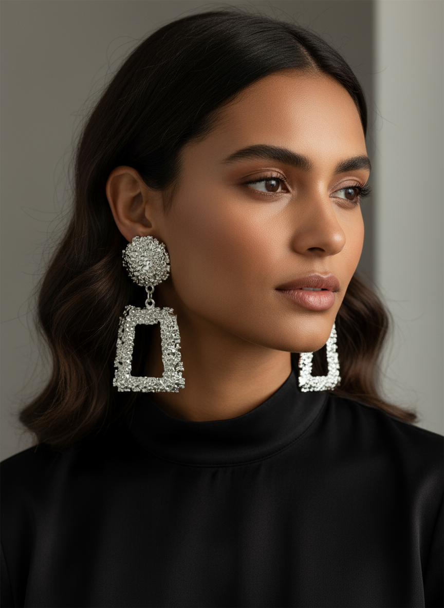 Statement oorbellen zilver - foto 2