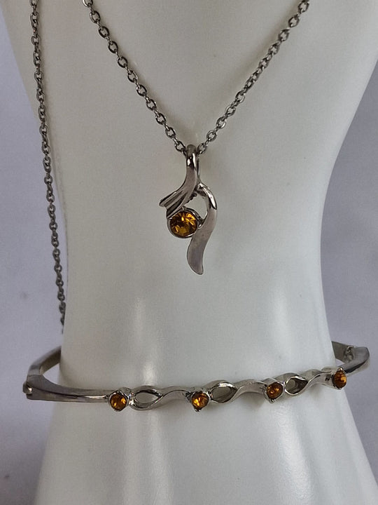 Citrien Sieradenset Steel - Collier, Oorbellen & Armband