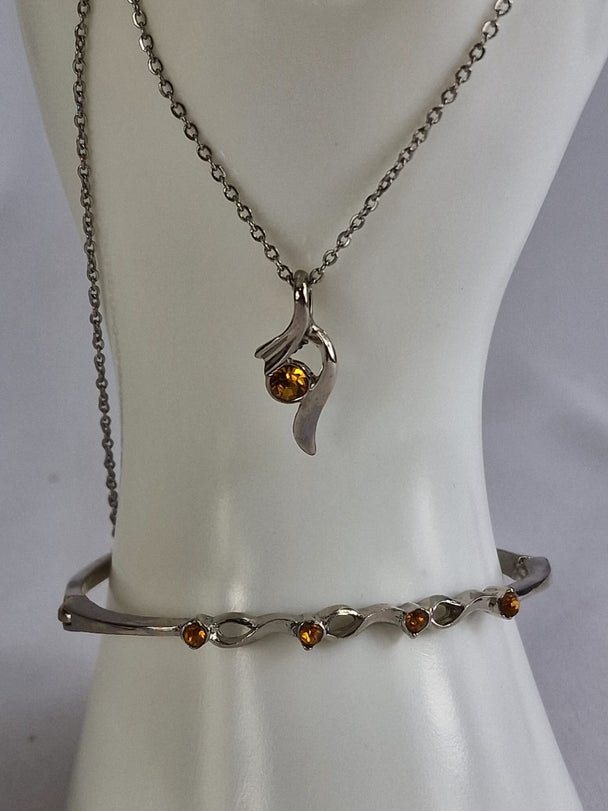 Citrien Sieradenset Steel - Collier, Oorbellen & Armband