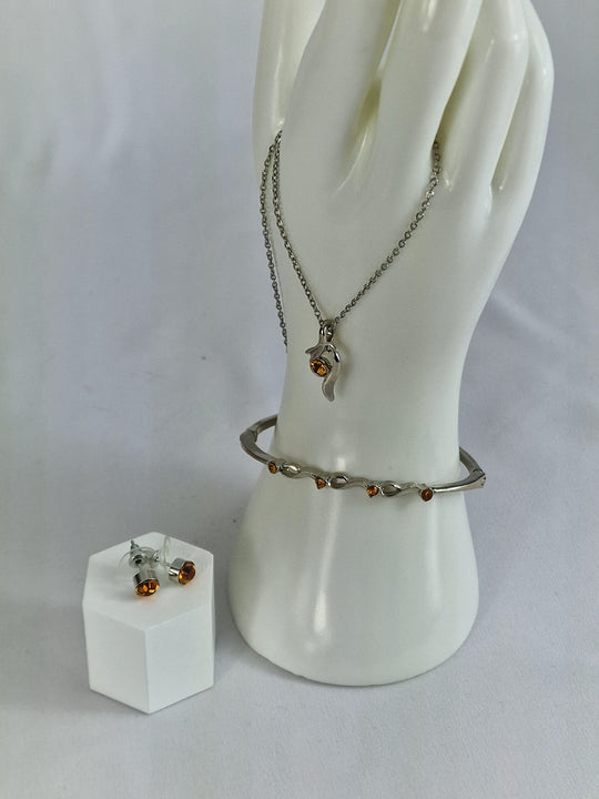 Citrien Sieradenset Steel - Collier, Oorbellen & Armband