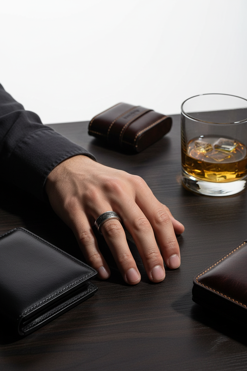 Stoer met whiskey en leer