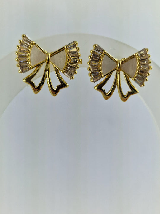 Strik Oorknopjes - 18K Verguld Roestvrijstaal met Zirkoon