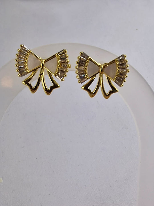 Strik Oorknopjes - 18K Verguld Roestvrijstaal met Zirkoon