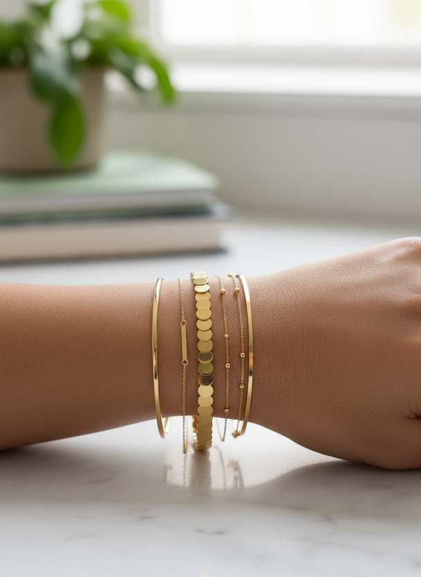 Subtiele armband gestapeld