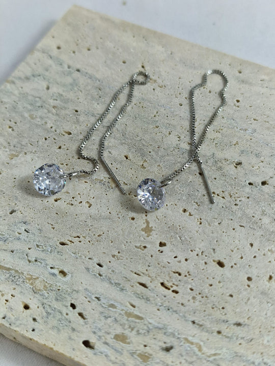 Oorhangers met Ketting en Zirkoon 2ct 925 Zilver Dames