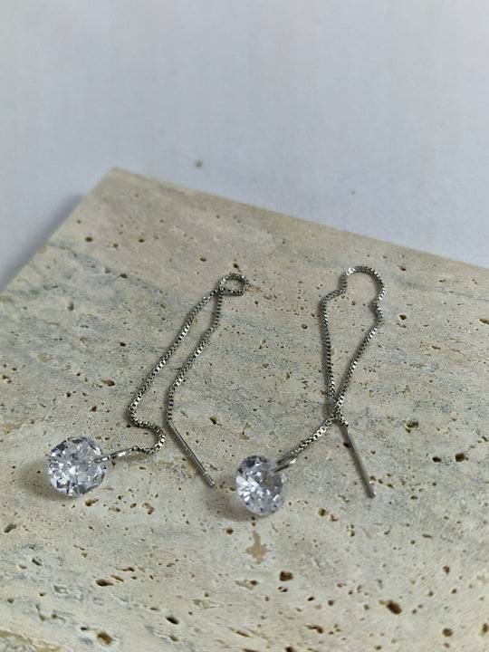 Oorhangers met Ketting en Zirkoon 2ct 925 Zilver Dames