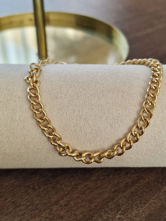 Flaches Kettenarmband, Unisex, 18 Karat vergoldet, 16 + 5 cm