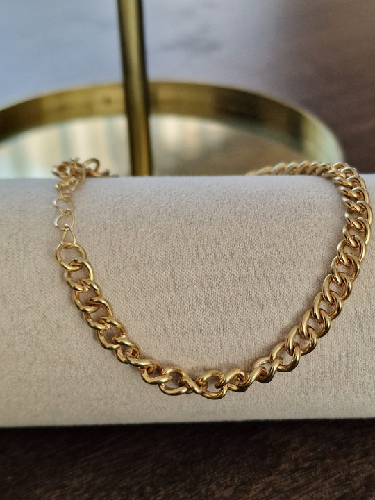 Flaches Kettenarmband, Unisex, 18 Karat vergoldet, 16 + 5 cm