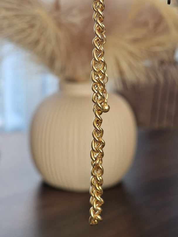 Flaches Kettenarmband, Unisex, 18 Karat vergoldet, 16 + 5 cm