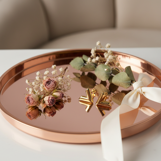 V-vormige oorknopjes op spiegel met bloemen