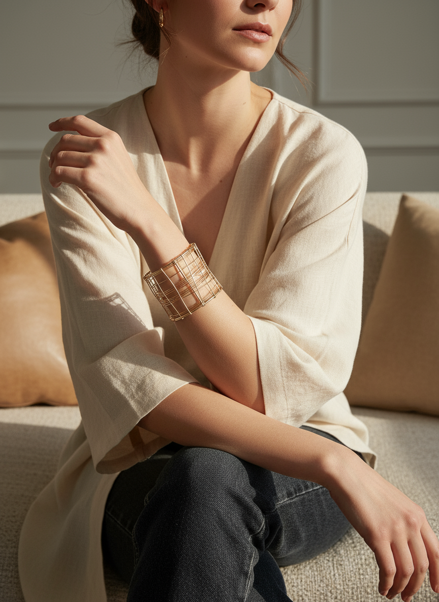 Vergulde manchet armband lifestyle foto