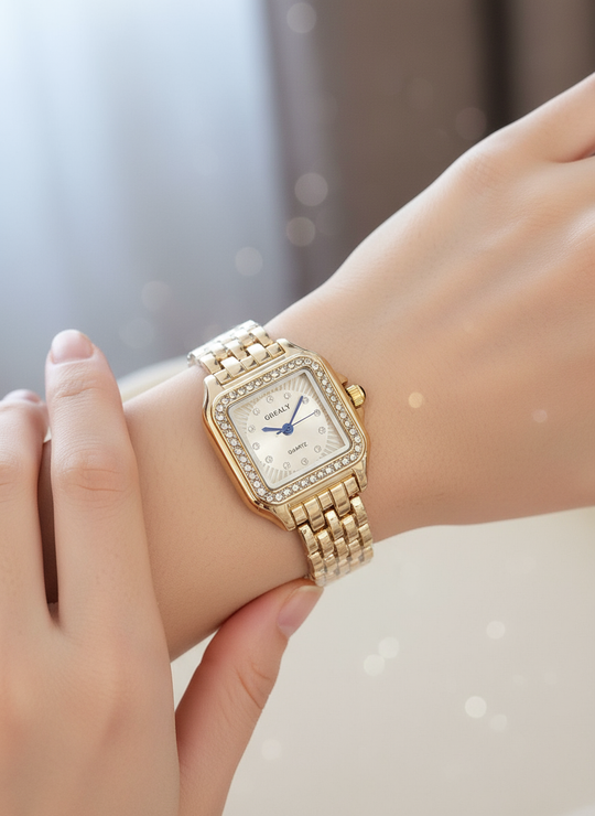 Vierkant dames horloge op model