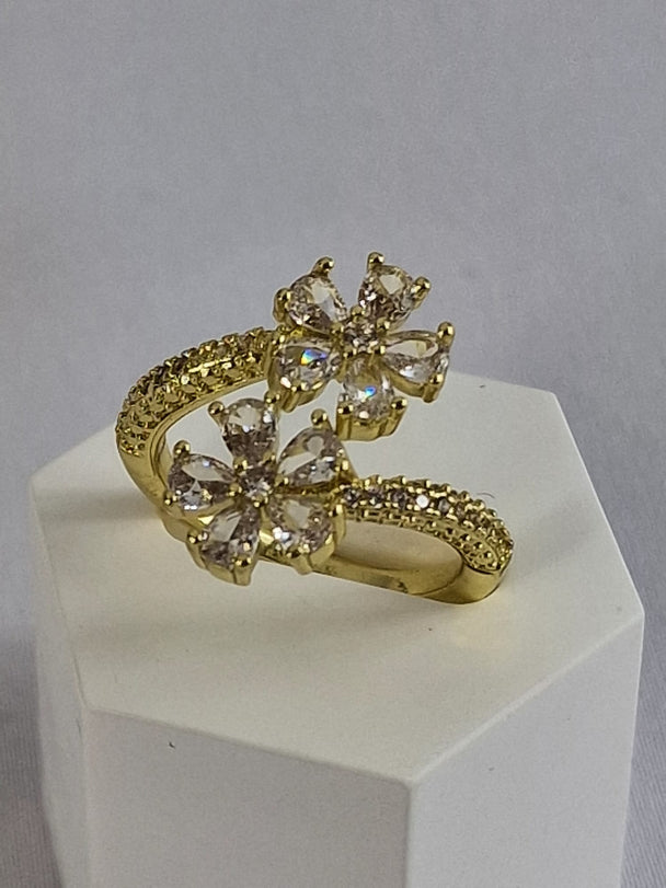 Koper Bloem-model Dames Ring Zirkonia steen
