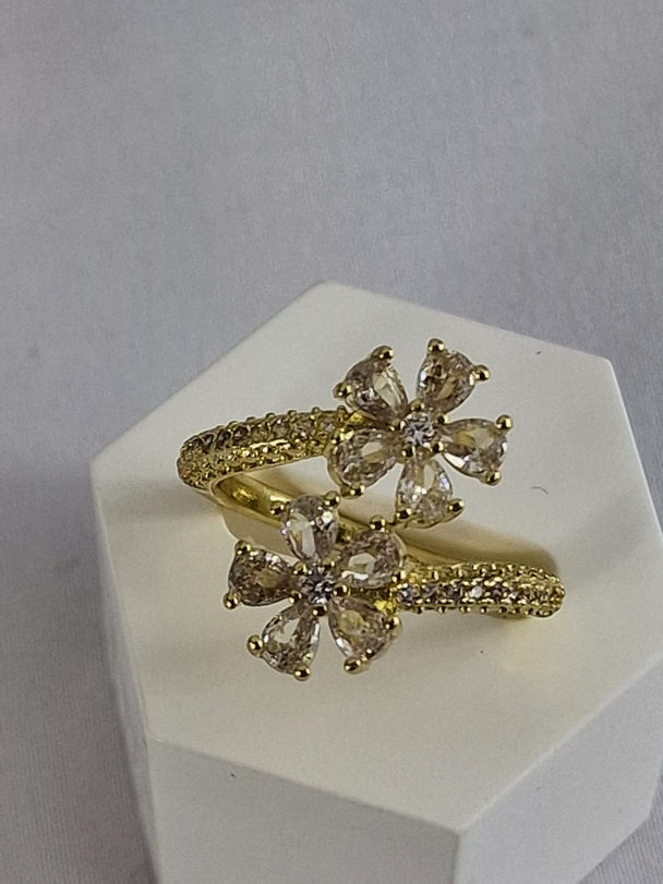 Koper Bloem-model Dames Ring Zirkonia steen