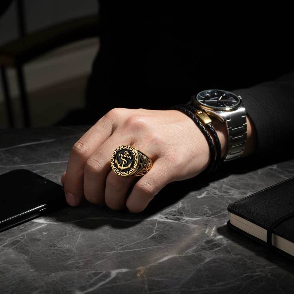 Viking Anker Ring Zwart Casual