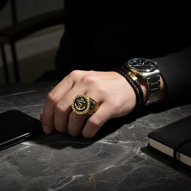 Viking Anker Ring Zwart Casual