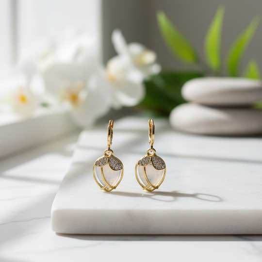 Vintage opaal oorbellen product