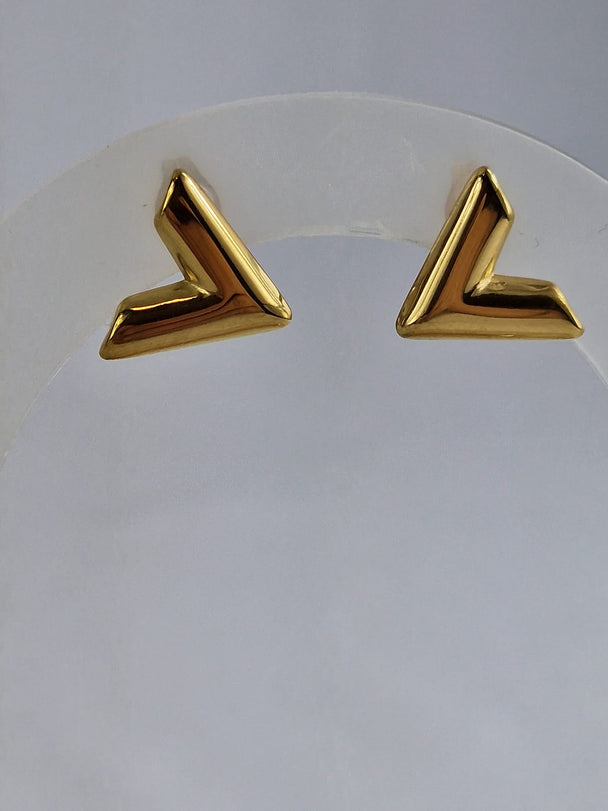 Letter V Oorknopjes 18K Verguld Roestvrijstaal Goudkleur Dames