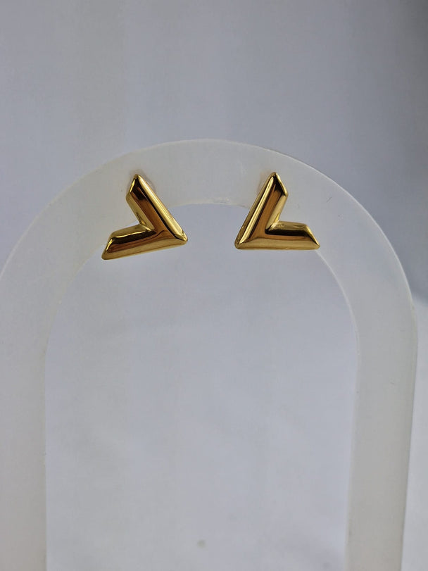 Letter V Oorknopjes 18K Verguld Roestvrijstaal Goudkleur Dames