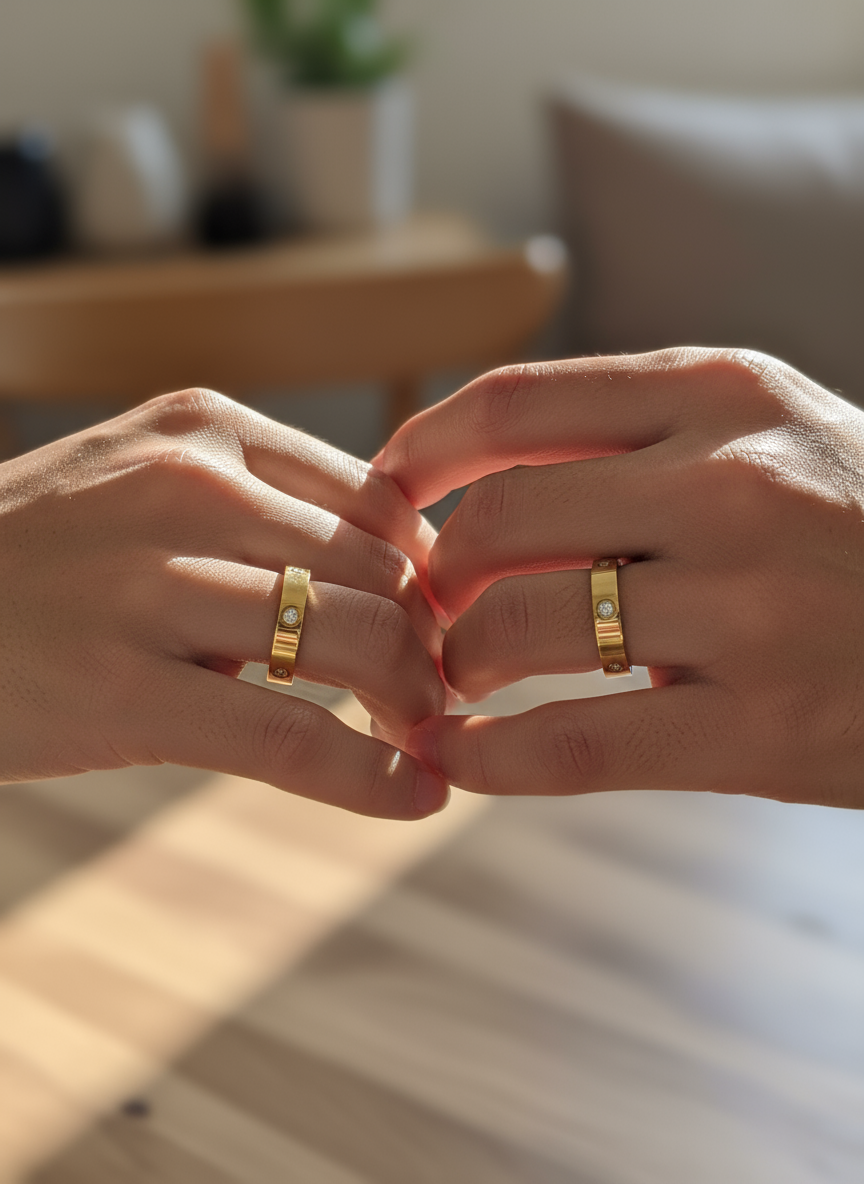 Vrienden met matching ringen