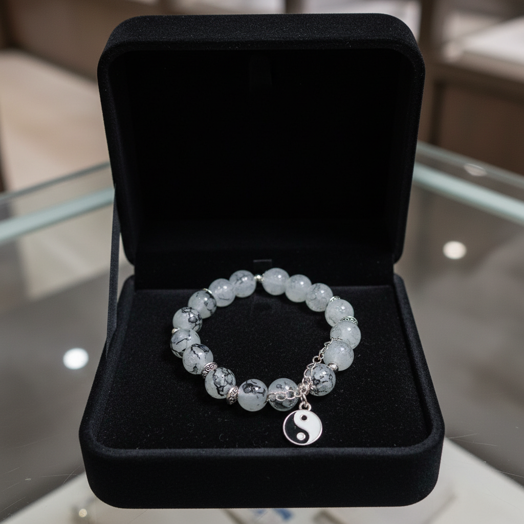 Yin Yang kralenarmband in luxe doos