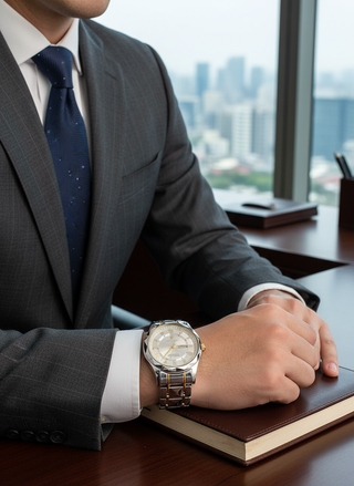 Zakelijke look met two-tone horloge